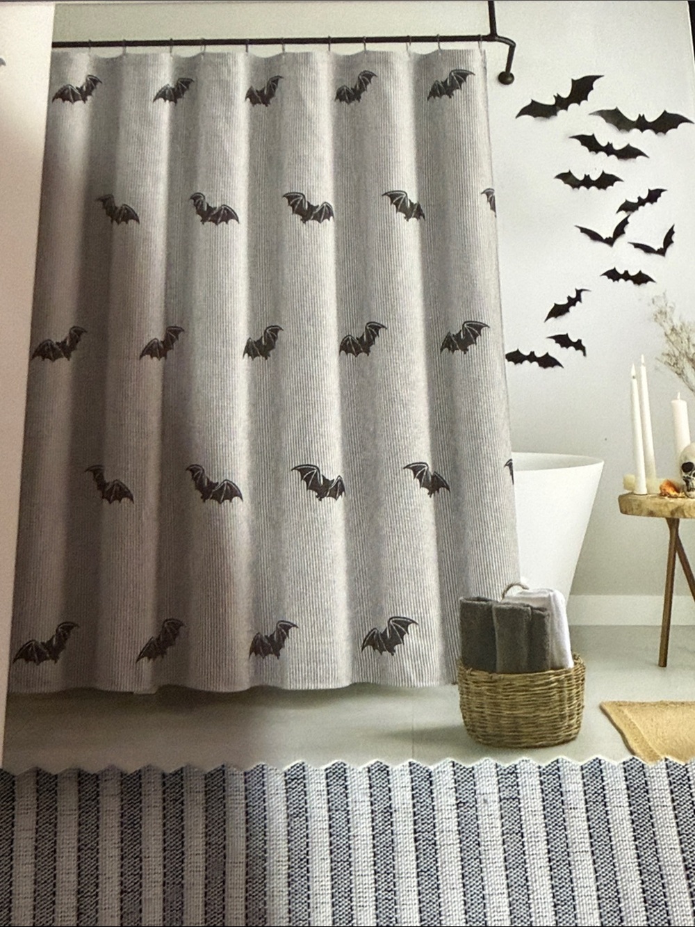 Envogue Halloween embroidered bat shower curtain 72” - Picture 2 of 5